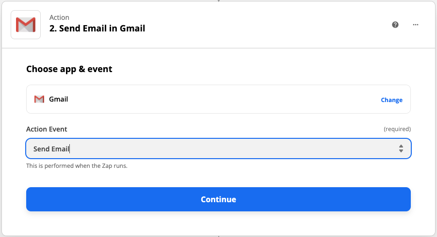 Zapier choosing an app event