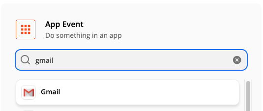 Zapier choosing an app event