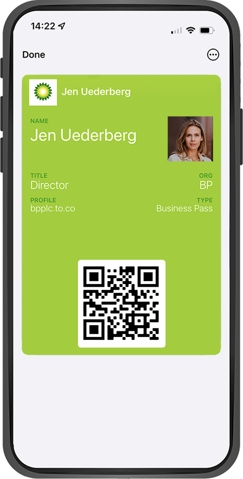 Business Pass on mobile device - screen 2